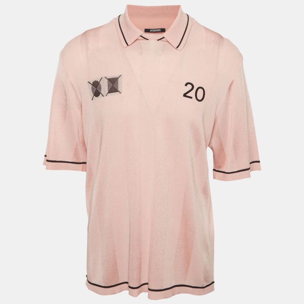 Jacquemus Pink Jersey Knit Collar T-Shirt L